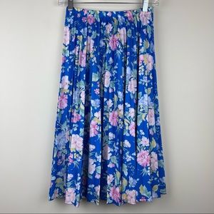 Vintage Haband Pastel Floral Print Accordion Style Pleated Skirt Size 8